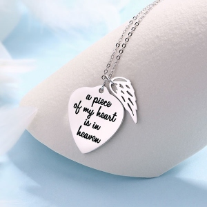 Heart Necklace with Wing