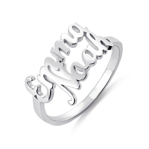 Personalisierter Doppelnamensring in Sterling Silber
