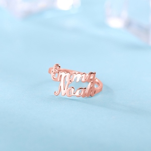 Personalized Double Name Ring Gift in Rose Gold