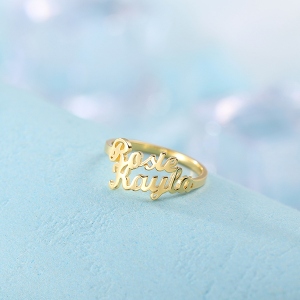 Personalized Double Name Ring Gift in Gold