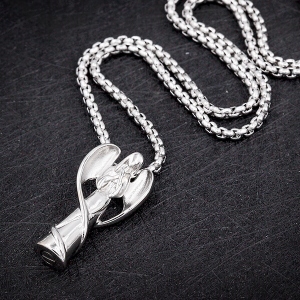 Guardian Angel Urn Necklace for Ashes in Stainless Steel