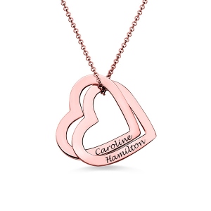 Ineinander greifende Herzen Halskette in 18K Rosegold