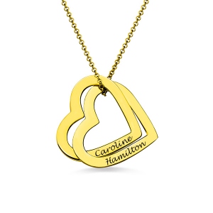 Collier Cœur-2 Prénoms-Plaqué Or 18ct