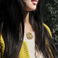 Celebrity Cube Premium Monogram Necklace Gift 18K Gold Plated