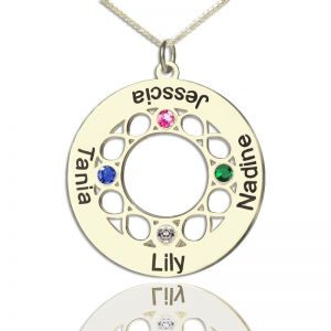 Infinity Family Names Circle Necklace For Mom Sterling Silver
