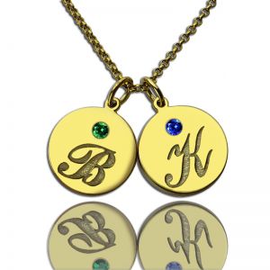Collier Famille-Initiales et Pierres de Naissance-Plaqué Or