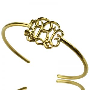 Custom 18K Gold Celebrity Monogram Bangle