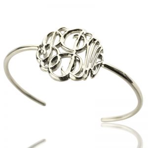 Bracciale rigido monogramma personalizzato Argento dipinto a mano