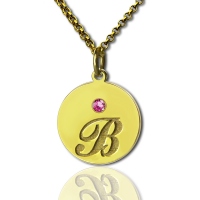 Collier Famille-Initiales et Pierres de Naissance-Plaqué Or