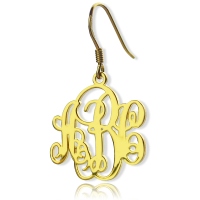 Script Monogram Initial Earrings 18K Gold Plated