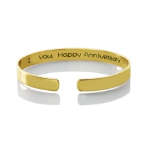 Engravable Latitude Longitude Coordinate Cuff Bracelet 18k Gold Plated