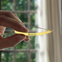 Personalized Gold Curved Bar Name Necklace