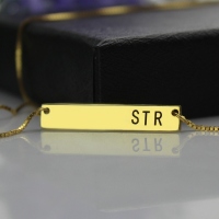 Personalized Initial Bar Necklace 18K Gold Plated
