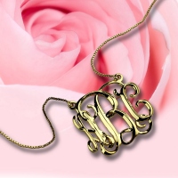 Custom Cube Monogram Initials Necklace 18K Gold Plated