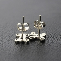 Personalized Single Initial Monogram Stud Earrings Sterling Silver