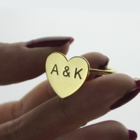 Engraved Sweetheart Ring with Double Initials 18k Gold Plated