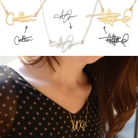Custom Necklace with Your Own Signature Gold Plated Silver