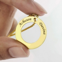 Personalized Circle of Love Name Necklace Gold Plated 925 Silver