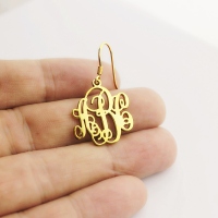 Script Monogram Initial Earrings 18K Gold Plated