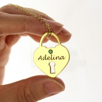 I Love You Heart Lock Keepsake Necklace With Name 18k Gold Plated
