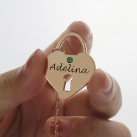 Heart Lock Keepsake Charm With Personalized Name Rose Gold