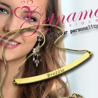 Personalized Gold Curved Bar Name Necklace