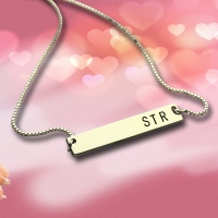 Fashionable Sterling Silver 3 Initials Bar Necklace