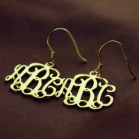 18K Gold Plated Monogram Earrings