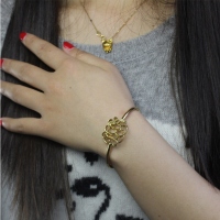 Personalized Celebrity Monogram Initial Bangle 18K Gold Plated