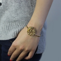 18K Gold Plated Monogram Bangle Bracelet Hand-painted