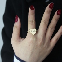 Engraved Sweetheart Ring with Double Initials 18k Gold Plated