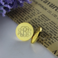 Engraved Monogram Stud Earrings In Gold