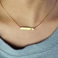 Personalized Gold Bar Monogram Initial Necklace