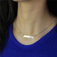 Fashionable Sterling Silver 3 Initials Bar Necklace