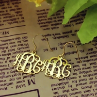 18K Gold Plated Monogram Earrings