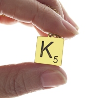 Engraved Scrabble Initial Letter Necklace 18k Gold Plated