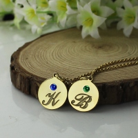 Collier Famille-Initiales et Pierres de Naissance-Plaqué Or