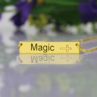 18K Gold Plated Bar Name Necklace with Customizable Icon