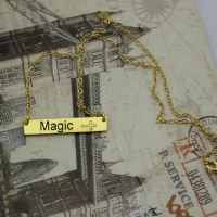 18K Gold Plated Bar Name Necklace with Customizable Icon