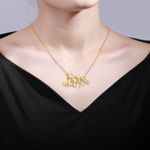 Personalized Children Drawing Necklace in Gold