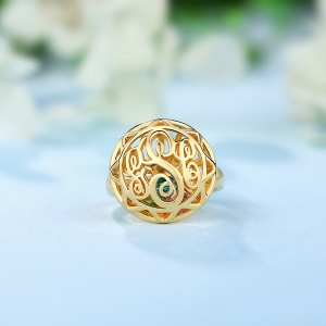 Monogram Cage Ring With Heart Birthstones In Gold