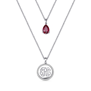 Collier Superposable-Gravure de Monogramme-Argent
