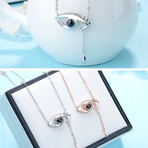 Collier Œil d'Ange-Plaqué Platine «Je t'aime» en 100 types de langue
