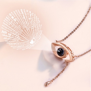 Collier Œil d'Ange-Plaqué Platine «Je t'aime» en 100 types de langue