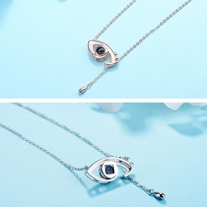 Collier Œil d'Ange-Plaqué Platine «Je t'aime» en 100 types de langue