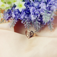 Handmade 3-Initial Monogram Heart Shape Initials Ring Rose Gold
