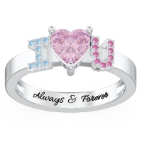 Customized "I   ❤  U" Gemstones Promise Ring