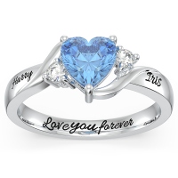 Personalized Heart Stone Promise Ring