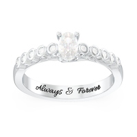 Oval Gemstone Cathedral Engagement Ring
