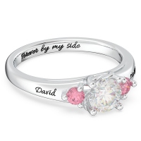 Engraved 3-Stone Promise Ring